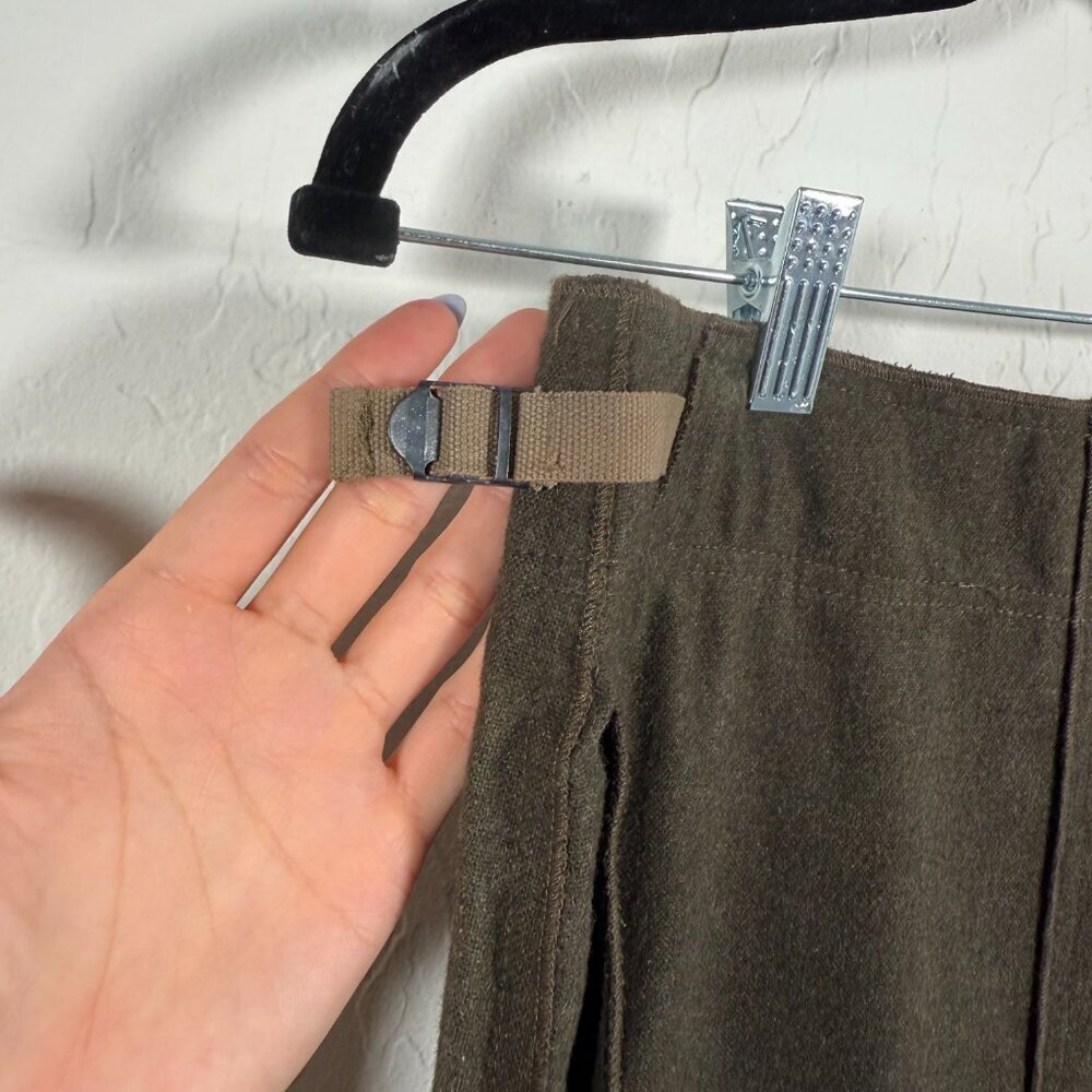 Stefanel Olive Green Knit Adjustable Strap Slit Front Midi A-Line Skirt Size 40 - Picture 4 of 16
